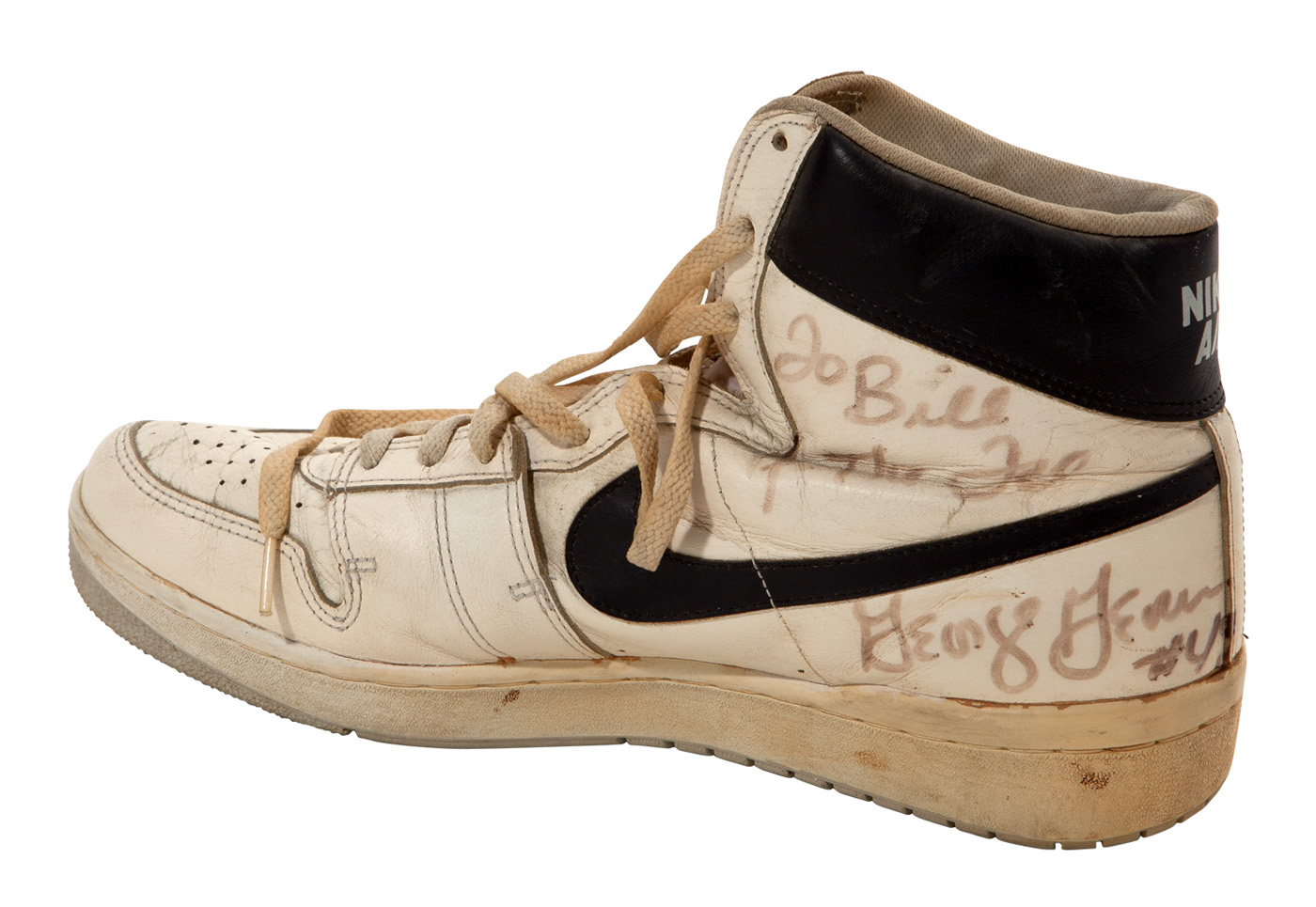 Lot Detail - GEORGE GERVIN GAME WORN AND SIGNED NIKE AIR SHOE (FICKE LOA)