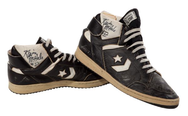 KEVIN MCHALE GAME WORN AND SIGNED CONVERSE ALL-STAR SHOES (FICKE LOA)