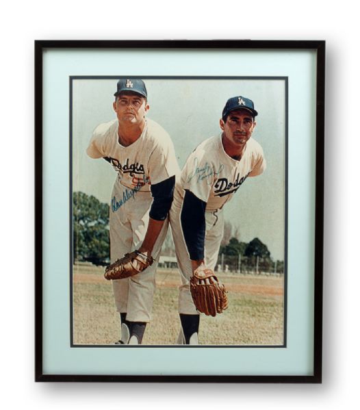 SANDY KOUFAX AND DON DRYSDALE DUAL SIGNED 16 X 20 FRAMED COLOR PHOTO