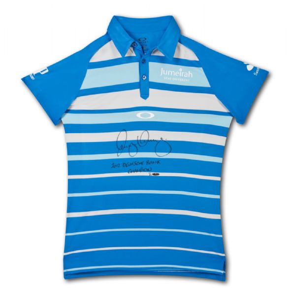  UPPER DECK AUTHENTICATED RORY MCILROY 2012 DEUTSCHE BANK SIGNED AND INSCRIBED MATCH WORN SHIRT