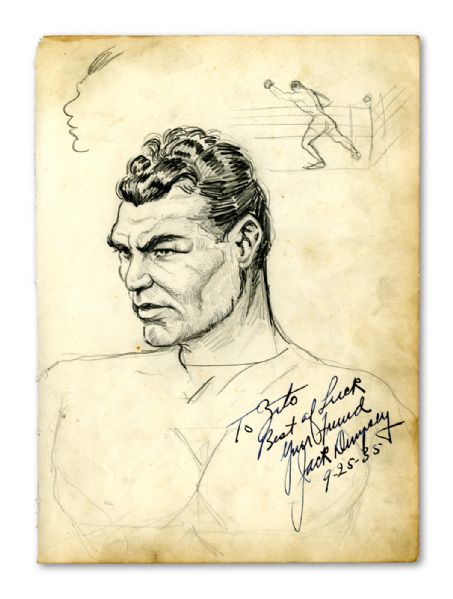 9/25/35 JACK DEMPSEY SIGNED ORIGINAL CARICATURE DRAWING BY ZITO