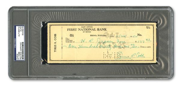 1952 TY COBB SIGNED CHECK (PSA/DNA AUTHENTIC)