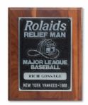 GOOSE GOSSAGES 1980 SIGNED NEW YORK YANKEES MAJOR LEAGUE BASEBALL ROLAIDS RELIEF MAN PLAQUE (GOSSAGE LOA)