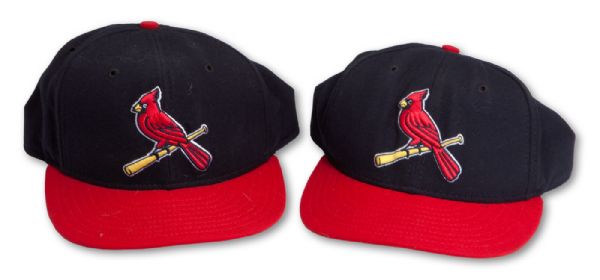 LOT OF (2) 1999 MARK MCGWIRE ST. LOUIS CARDINALS GAME-WORN CAPS