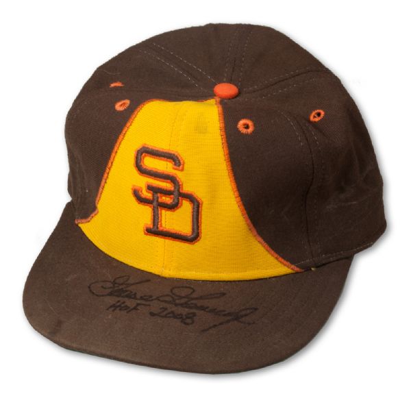 GOOSE GOSSAGES 1984-85 SAN DIEGO PADRES GAME WORN & SIGNED CAP (GOSSAGE LOA)