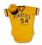 GOOSE GOSSAGES 1977 PITTSBURGH PIRATES GAME WORN & SIGNED ROAD JERSEY AND CAP (GOSSAGE LOA)
