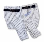 GOOSE GOSSAGES 1982 NEW YORK YANKEES GAME WORN & SIGNED HOME PANTS & BELT AND TOMMY JOHNS 1987 NEW YORK YANKEES GAME WORN HOME PANTS & BELT (GOSSAGE LOA)