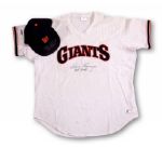 GOOSE GOSSAGES 1989 SAN FRANCISCO GIANTS GAME WORN & SIGNED PRACTICE JERSEY AND CAP (GOSSAGE LOA)
