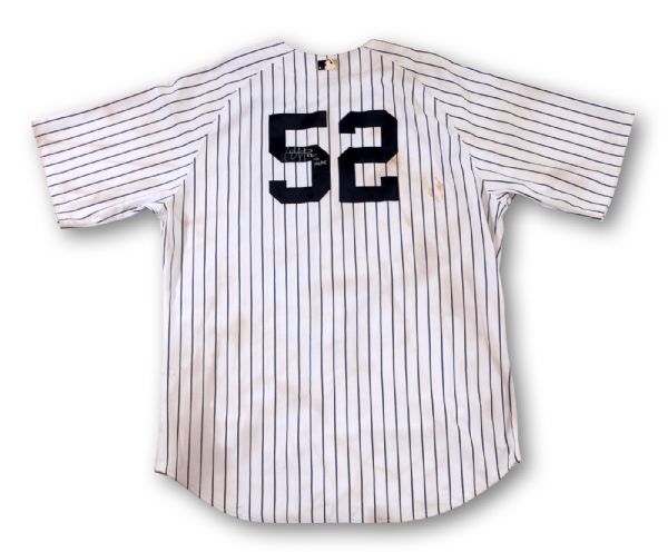 2012 C.C. SABATHIA NEW YORK YANKEES ALDS GAME 5 (SERIES CLINCHING) GAME-WORN AND SIGNED HOME JERSEY WITH INSCRIPTION AND CHAMPAGNE STAINS (STEINER & JSA)