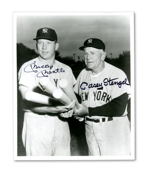 MICKEY MANTLE AND CASEY STENGEL SIGNED 8 X 10 PHOTO