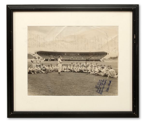 1947 BROOKLYN DODGERS FIRST DAY OF SPRING TRAINING 11x14 PHOTOGRAPH SIGNED BY MLBS FIRST INTEGRATED TEAM INCL. JACKIE ROBINSON FROM THE ESTATE OF EDDIE CHANDLER