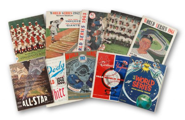 1959 THROUGH 1965 WORLD SERIES PROGRAM LOT OF 9 DIFFERENT PLUS A 1959 ALL-STAR GAME PROGRAM