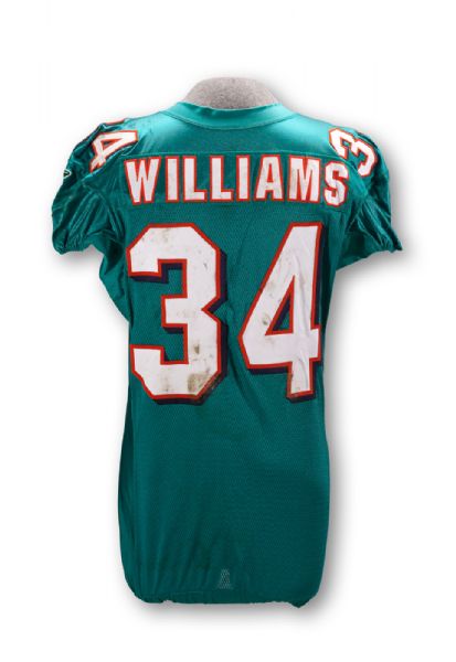 RICKY WILLIAMS 11/18/2010 MIAMI DOLPHINS GAME WORN JERSEY (NFL COA) 