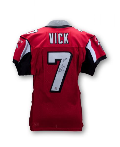 MICHAEL VICK 1/15/2005 (PLAYOFFS) ATLANTA FALCONS GAME WORN AND AUTOGRAPHED JERSEY AND PANTS (VICK COA)
