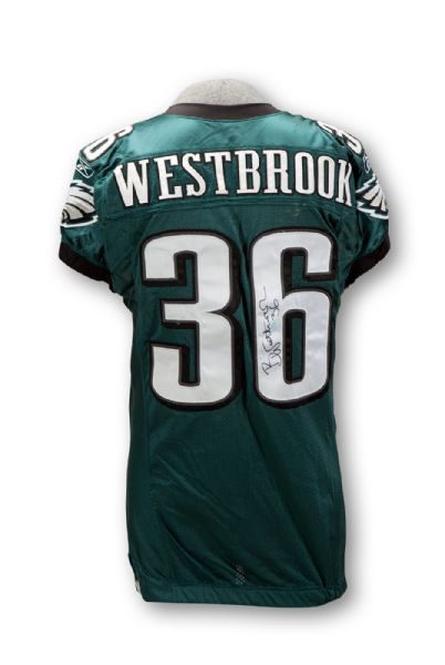 BRIAN WESTBROOK 11/18/2007 PHILADELPHIA EAGLES GAME WORN AND AUTOGRAPHED JERSEY (WESTBROOK COA)
