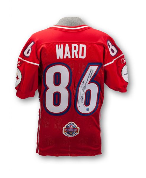 HINES WARD 2/13/2005 AFC PRO BOWL RED GAME WORN AND AUTOGRAPHED JERSEY (WARD LOA)