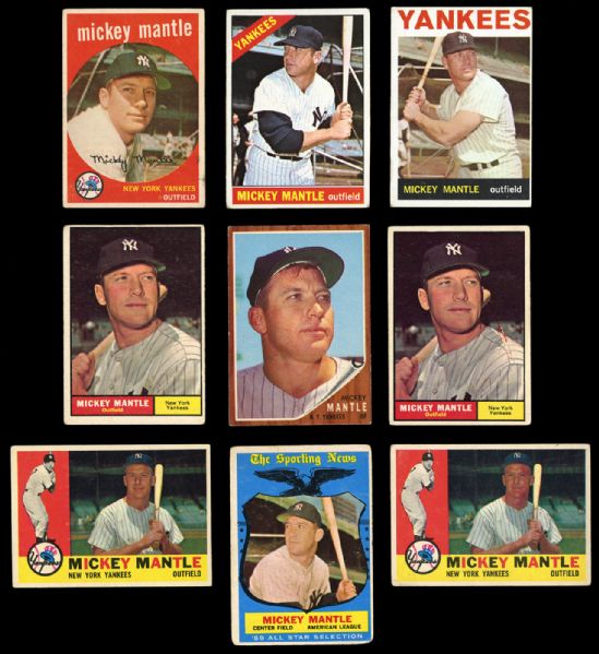 1959-66 TOPPS MICKEY MANTLE CARD LOT OF 10