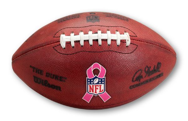 10/17/2010 OAKLAND RAIDERS VS. SAN FRANCISCO 49ERS (PINK BREAST CANCER LOGO) NFL KICKOFF GAME USED FOOTBALL (NFL & PSA/DNA COA)