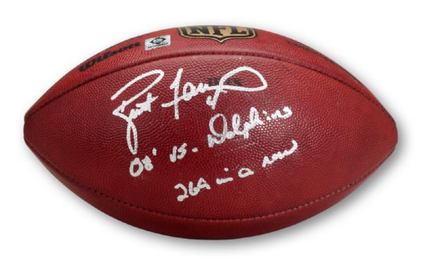BRETT FAVRE 12/28/2008 NEW YORK JETS GAME USED AND AUTOGRAPHED FOOTBALL