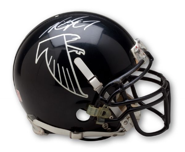 MICHAEL VICK 2001 ATLANTA FALCONS GAME WORN AND AUTOGRAPHED HELMET FROM HIS ROOKIE SEASON