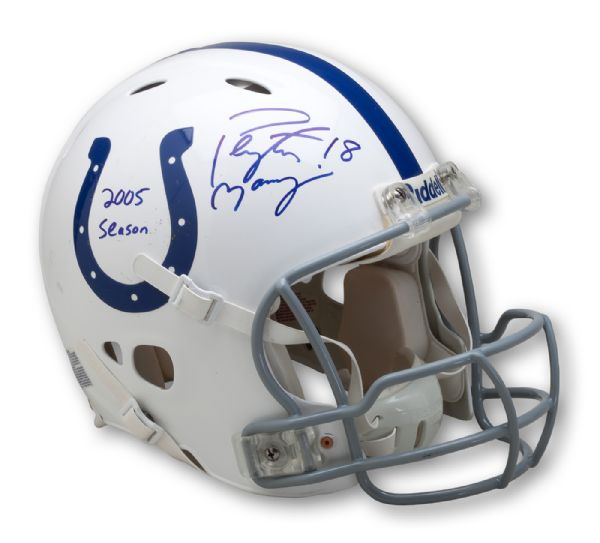 PEYTON MANNING 2005 INDIANAPOLIS COLTS GAME WORN AND AUTOGRAPHED HELMET (MANNING COA)