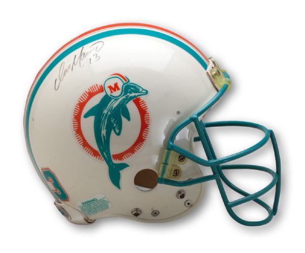 DAN  MARINO 1991 MIAMI DOLPHINS GAME WORN AND AUTOGRAPHED HELMET (DOLPHINS COA)