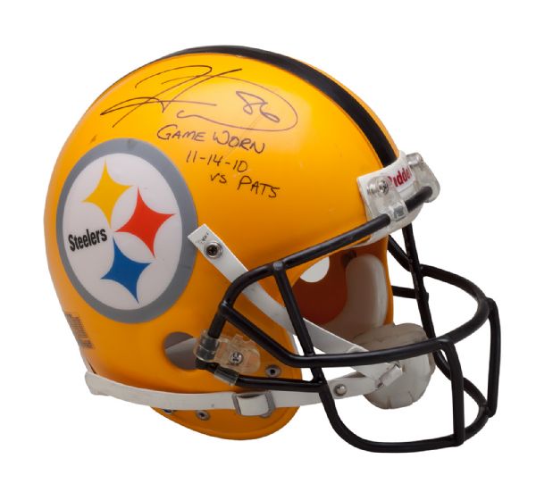 HINES WARD 11/14/2010 PITTSBURGH STEELERS THROWBACK GAME WORN AND AUTOGRAPHED HELMET