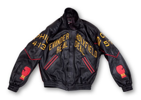 EVANDER HOLYFIELDS PERSONAL "REAL DEAL HEAVYWEIGHT CHAMPION OF THE WORLD" CUSTOM LEATHER JACKET