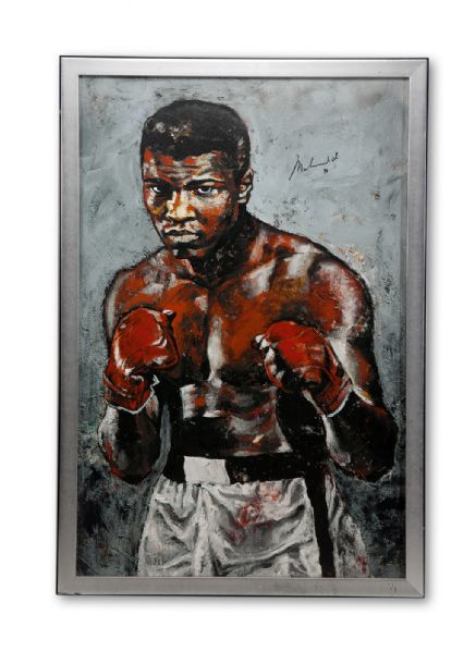 MUHAMMAD ALI SIGNED LARGE 28"X42" LIMITED EDITION CANVAS GICLEE BY STEPHEN HOLLAND (#8/135)