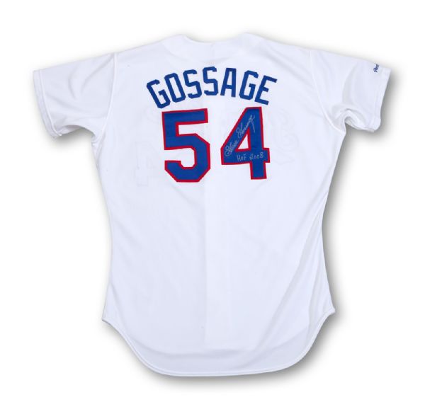 GOOSE GOSSAGES 1991 TEXAS RANGERS GAME WORN & SIGNED HOME JERSEY (GOSSAGE LOA)