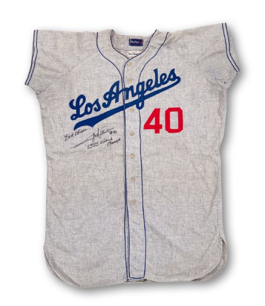 1959 STAN WILLIAMS LOS ANGELES DODGERS (WORLD CHAMPIONSHIP SEASON) GAME WORN AND SIGNED ROAD JERSEY
