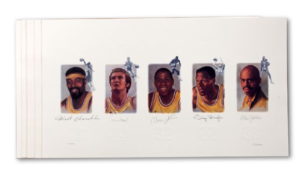 LOT OF (25) AUTOGRAPHED LOS ANGELES LAKERS LEGENDS LIMITED EDITION LITHOGRAPHS