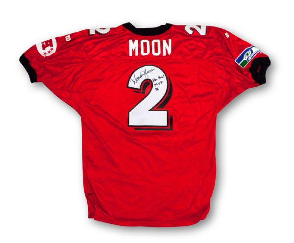 WARREN MOONS 1998 NFL PRO BOWL GAME WORN & SIGNED JERSEY WITH INSCRIPTION "PRO BOWL MVP 98" (MOON LOA)