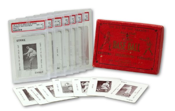 1914 WG4 POLO GROUNDS GAME NEAR COMPLETE SET OF CARDS (50/52) WITH ORIGINAL GAME BOX