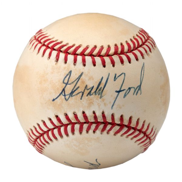 GERALD AND BETTY FORD DUAL SIGNED BASEBALL
