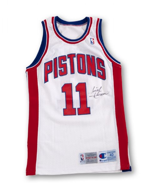 1992-93 ISIAH THOMAS AUTOGRAPHED DETROIT PISTONS GAME WORN HOME JERSEY