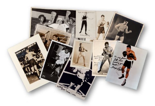 LOT OF (10) MISC. BOXING PHOTOS WITH (4) AUTOGRAPHED INCL. PATTERSON, BASILIO