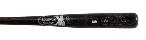 2010 CURTIS GRANDERSON ALCS GAME 1 USED LOUISVILLE SLUGGER PROFESSIONAL MODEL BAT - (CRACKED) PSA/DNA AUTHENTIC (MLB AUTHENTICATED)