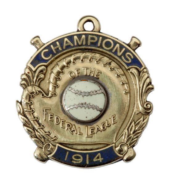 1914 FEDERAL LEAGUE CHAMPIONS (INDIANAPOLIS HOOSIERS) GOLD AND ENAMEL CHARM