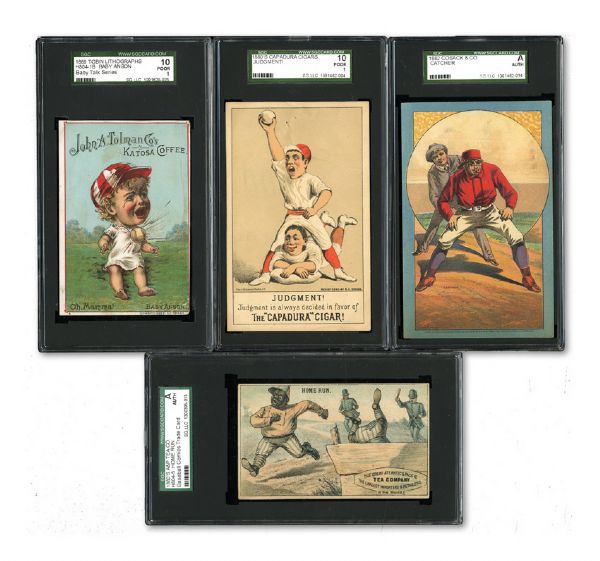 1880S CAPADURA CIGARS, 1882 COSACK & CO., 1887 BLACK PLAYER SERIES, AND 1889 TOBIN BABY TALK SERIES TRADE CARD SGC GRADED COMPLETE SETS