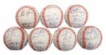 GOOSE GOSSAGES LOT OF (6) 1991 TEXAS RANGERS TEAM SIGNED OAL (BROWN) BASEBALLS PLUS ONE PARTIAL (GOSSAGE LOA)
