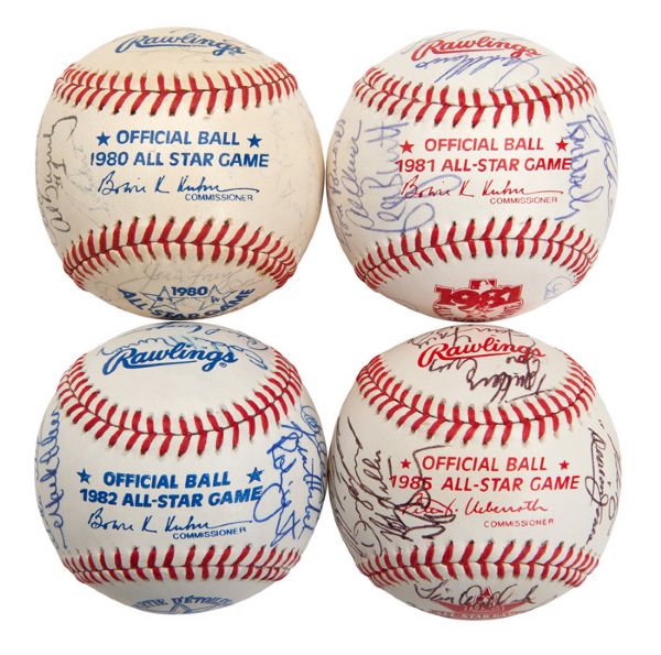 GOOSE GOSSAGES 1980, 1981, 1982 & 1985 MLB ALL-STAR TEAM SIGNED OFFICIAL ALL-STAR BASEBALLS (GOSSAGE LOA)