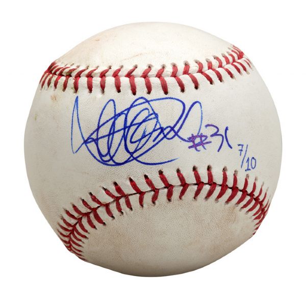 4/27/2013 ICHIRO SUZUKI GAME USED (NEW YORK YANKEES VS. TORONTO BLUE JAYS) & SIGNED BASEBALL LIMITED EDITION 7/10 (MLB & STEINER)