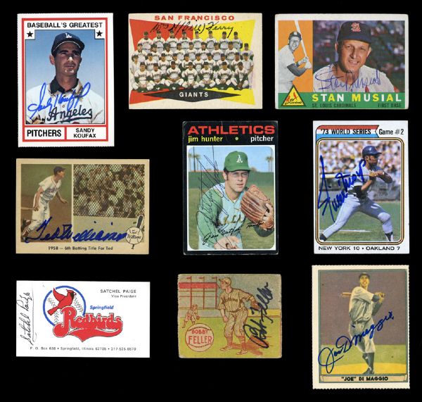 LARGE LOT OF OVER 122 HALL OF FAME AUTOGRAPHS - HOF POSTCARDS, CARDS, PHOTOS, 3 X 5S, ETC