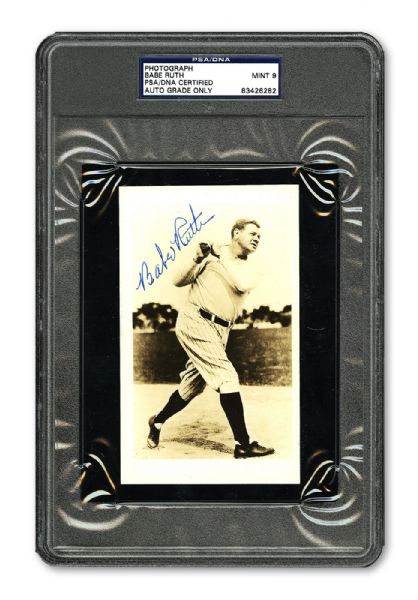 EXCEPTIONAL BABE RUTH AUTOGRAPHED PHOTOGRAPH (PSA/DNA 9 MINT)