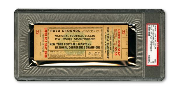 1950 NEW YORK GIANTS NFL CHAMPIONSHIP GAME PHANTOM TICKET