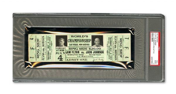 JULY 4, 1912 JACK JOHNSON VS JIM FLYNN WORLD HEAVYWEIGHT CHAMPIONSHIP FIGHT FULL TICKET