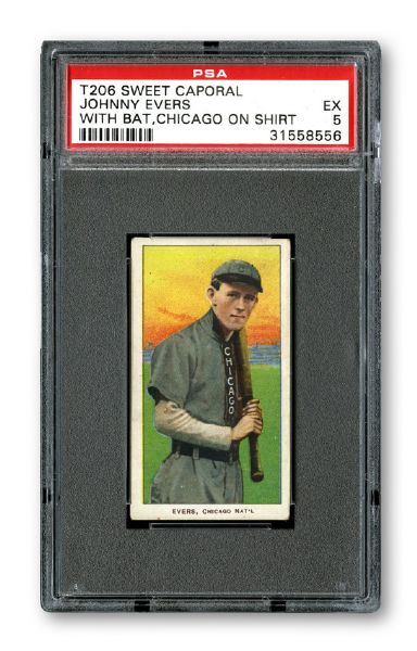 1909-11 T206  JOHNNY EVERS (WITH BAT, CHICAGO ON SHIRT) EX PSA 5