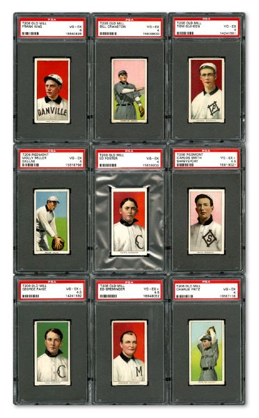 1909-11 T206 BASEBALL VG-EX+ PSA 4.5 (3) AND VG-EX PSA 4 (10) SOUTHERN LEAGUE LOT OF 13