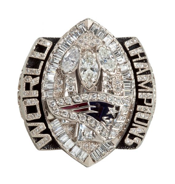 2004 NEW ENGLAND PATRIOTS SUPER BOWL XXXIX CHAMPIONSHIP RING (ISSUED TO QB ROHAN DAVEY) - FEATURES 124 DIAMONDS (4.94 CARATS), SIZE 15, WEIGHS 100 GRAMS!